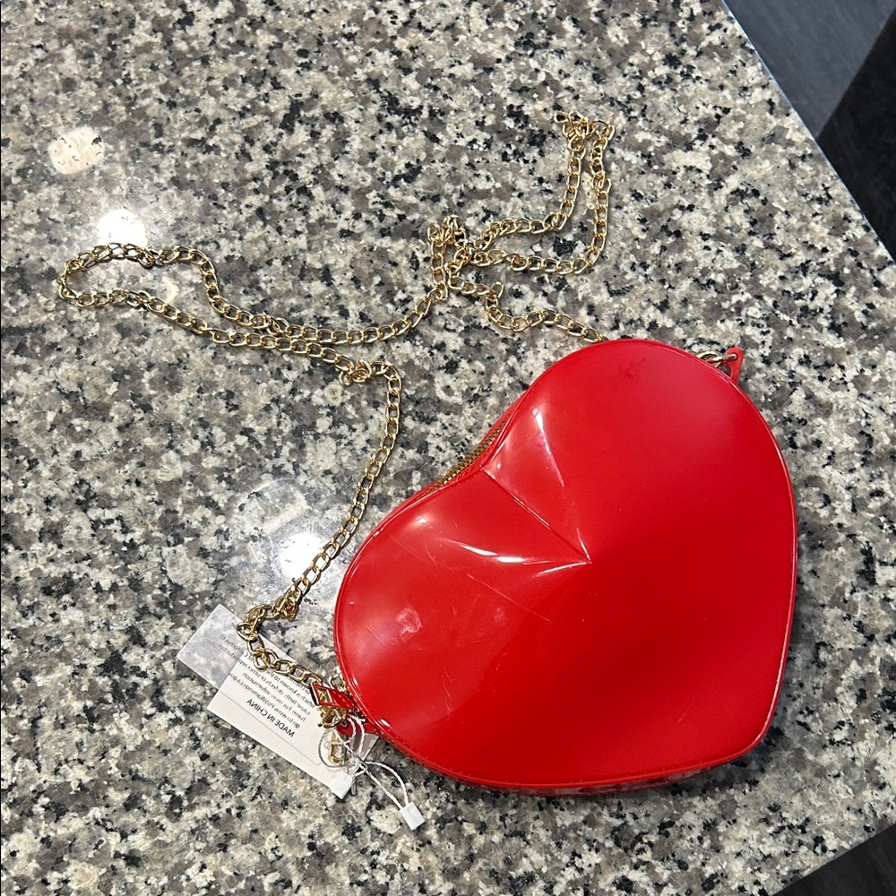 Red Heart-Shaped Crossbody Bag